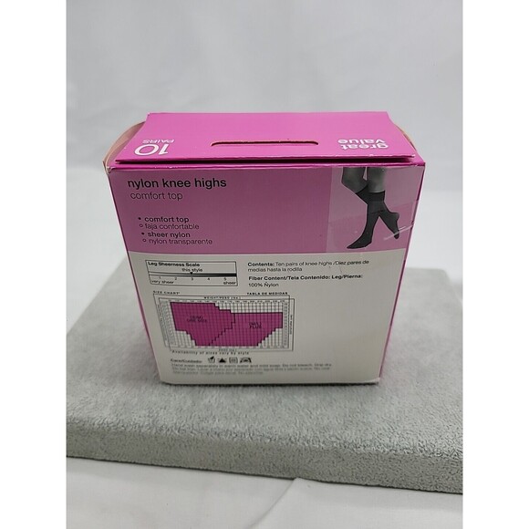NO NONSENSE 10 Pair Knee Highs Comfort Top Pantyhose One Size Nude Sheer Toe NEW - Picture 7 of 10